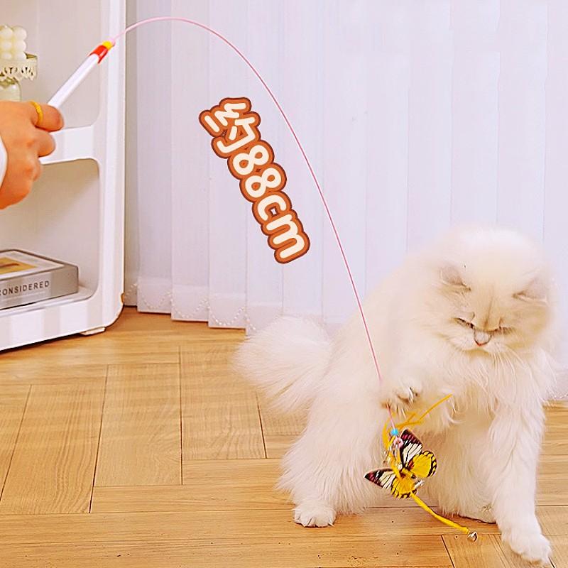 Игрушка для кошек Бабочка Кошки Палка-дразнилка Стальная проволока Игрушки для кошек Интерактивная с колокольчиком Длинная ручка Кисточка Игрушки-дразнилки для кошек Царапание