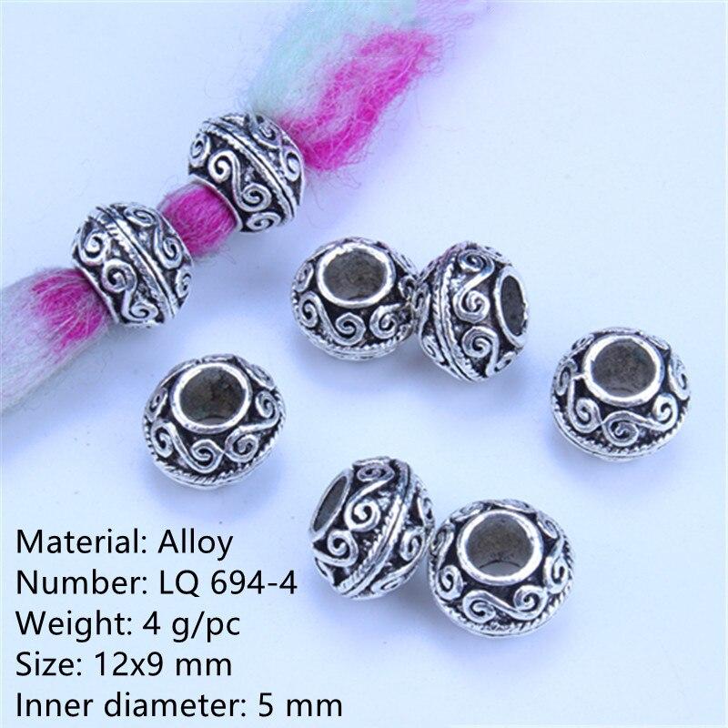 5pcs/bag Silver Metal Hair Rings Braid Dreadlocks Bead Hair Cuffs Dread Tube Charm Dreadlock for DIY Hair Accessaries
