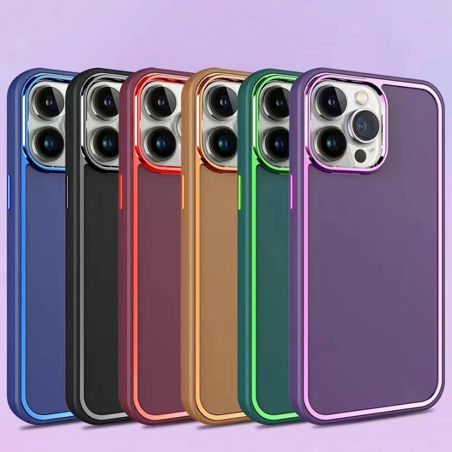 Подходит для чехла для мобильного телефона IPhone15 Гальванизированная рамка 14pro Ощущение кожи Микроматовый MAX Большое отверстие Полное покрытие Противоударный Мягкий чехол