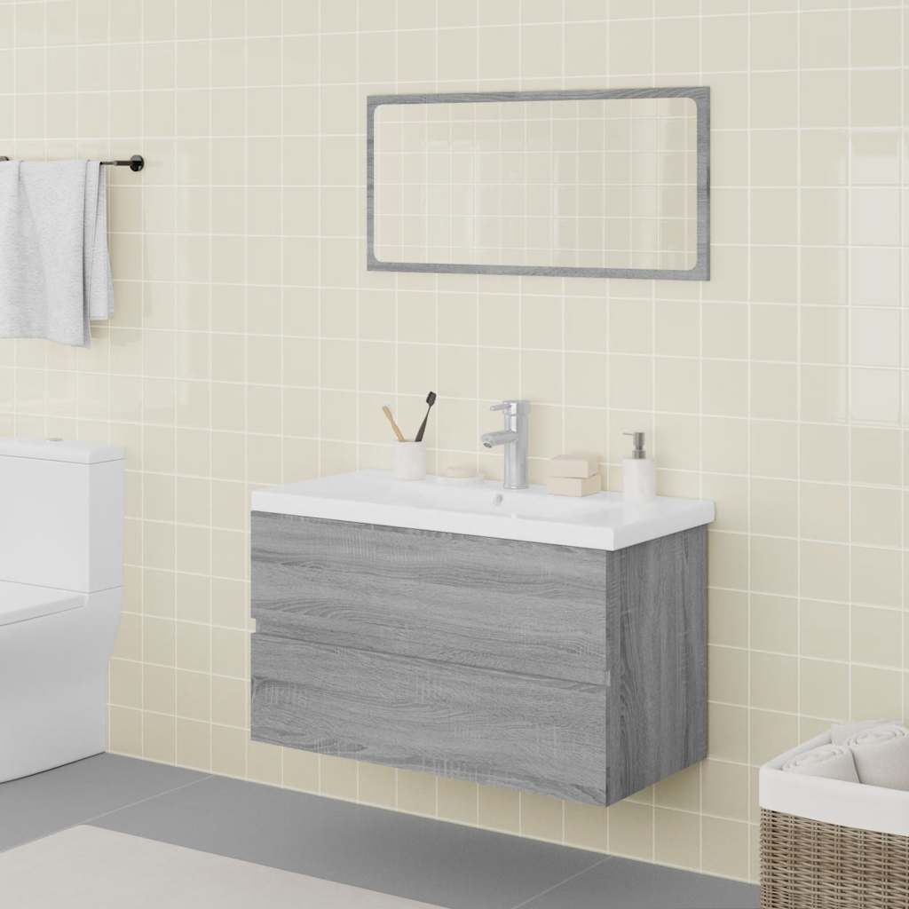 Bathroom Furniture Set Gray Sonoma Particleboard