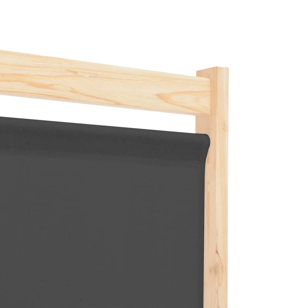 6 Panel Room Divider Gray 240 x 170 x 4 cm Fabric