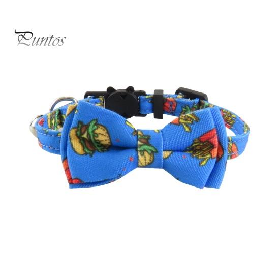 Регулируемый ошейник для домашних животных с нержавеющей пряжкой-колокольчиком. Милый дизайн галстука-бабочки. Круглая ткань на шее для домашних животных. Ожерелье с принтом на тему еды для маленьких и средних собак.