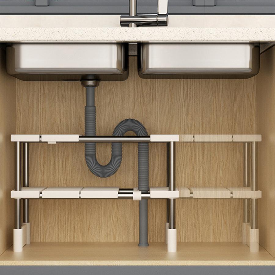 1 Расширяемая полка для хранения кухонной мойки из нержавеющей стали, многоуровневая многофункциональная внутренняя многоуровневая полка для хранения