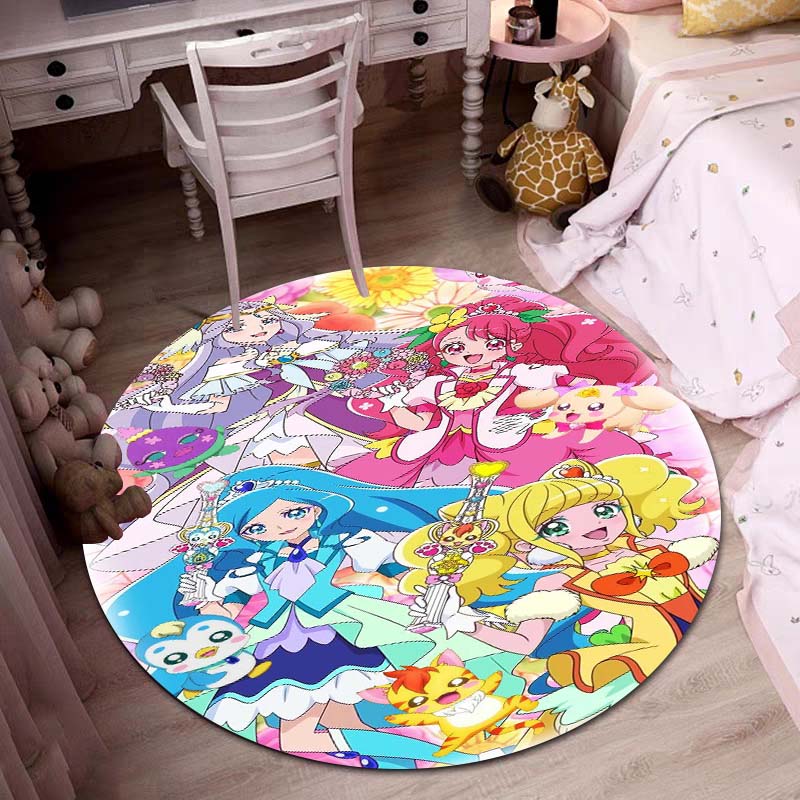 Cartoon Squirtle Round Rug, Suitable for Living Rooms, Children's Bedrooms, Sofa Decoration, Non-slip Floor Mat.