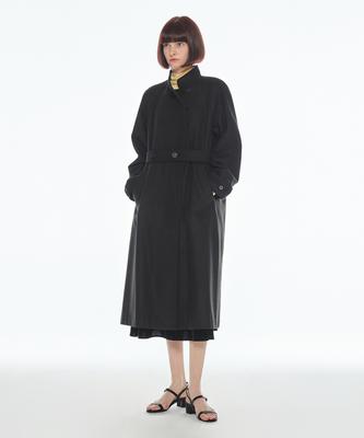 Make A Toast [22Fw] Belted Basic Coat - Black