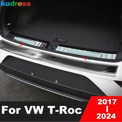 Накладка на задний бампер багажника Для Volkswagen VW T-Roc TROC 2017- 2024 Стальные Автоаксессуары Защитная накладка на порог двери багажника