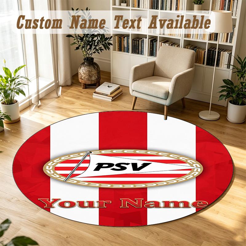 Round Rug Custom NamePSV Eindhoven FC Pattern Non Slip Carpet Home Floor Decor