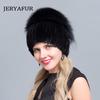 Fur Ski Cap Winter Women Hat Mink Fox Fur Hat Knitted Inner Lining Hat