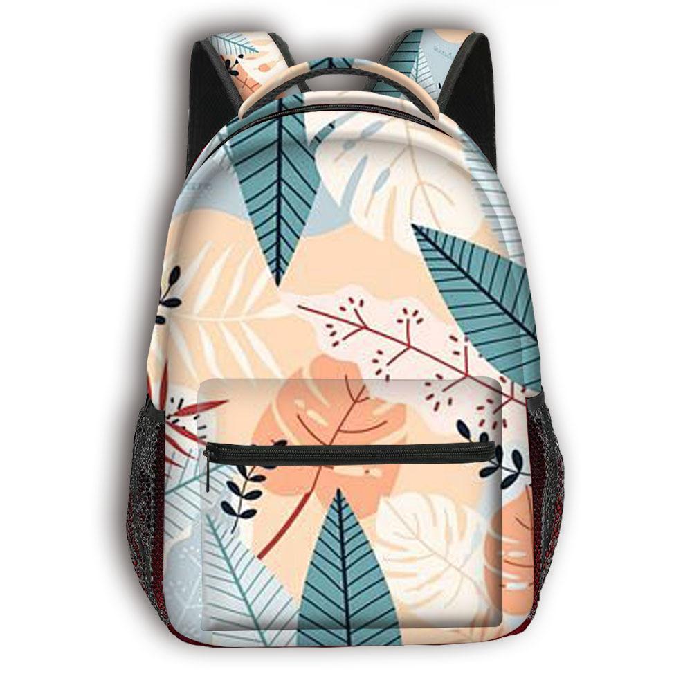 Cartoon Kpop Youthful School Bags Unisex Flowers Leaves Travel Bags 3D Print Oxford Waterproof Notebook Shoulder Backpacks