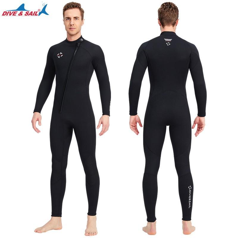 3mm Diving Suit Men's One-piece Warm Surfing Women's Long Sleeve Protection Swimsuit Pants