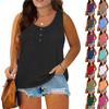 Women Summer Plus Size Sleeveless Casual Solid Color O-Neck T-Shirt Tops Blouse