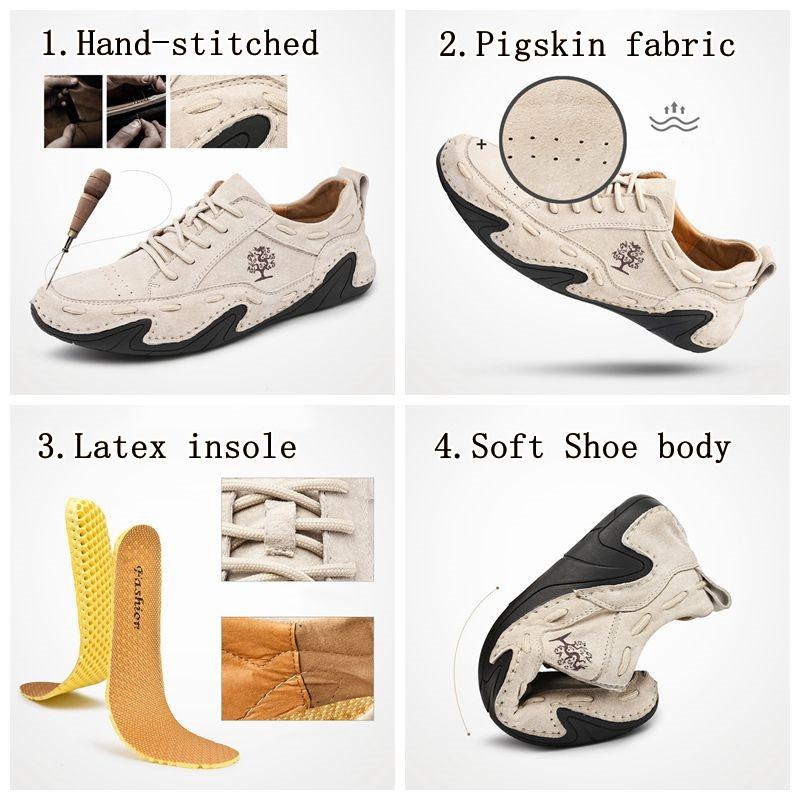 Тенденции мужской повседневной обуви из свиной кожи. Модная дышащая спортивная обувь. Нескользящая удобная деловая обувь.
