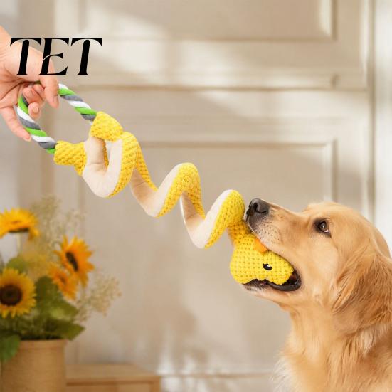 Long Structure Tug Toys Squeaky Dog Toy with Pull Rope, Plush of War Toy, Fun for Dogs Spiral Animal Interactive Small Medium Large Biting Teeth
