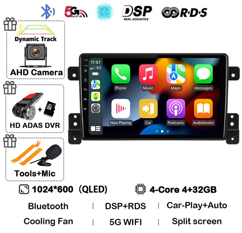 Android 14 Carplay Auto 4G+WiFi DSP для Suzuki Grand Vitara 2005-2015 Автомобильный радиоприемник Мультимедиа Видеоплеер GPS Головное устройство Стерео BT