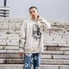 Ретро унисекс свободный свитшот с круглым вырезом с потертым принтом граффити