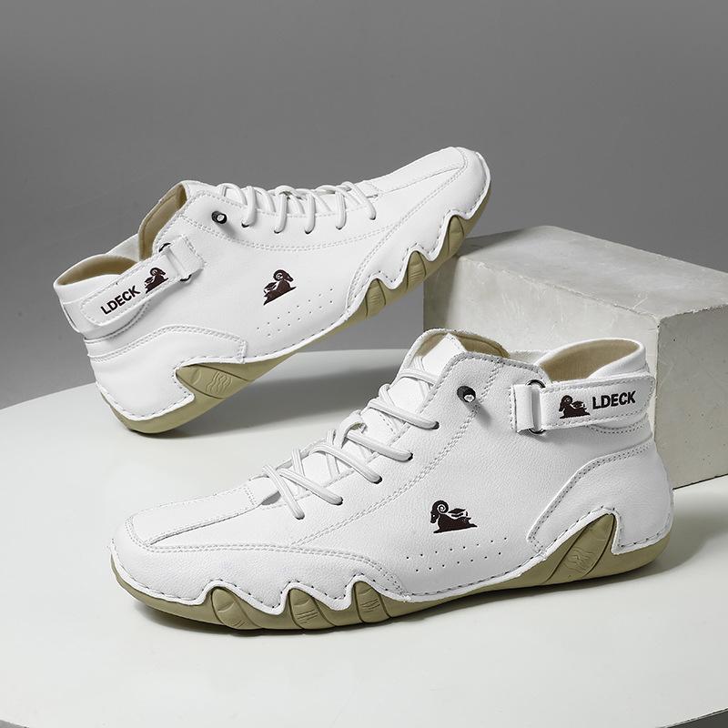 Мужские ботинки, кожаная зимняя повседневная обувь, мужские высокие кроссовки, роскошные модные лоферы, удобные женские ботильоны