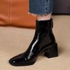 Autumn Vintage Short Plush Women Chelsea Boots Fashion Square Toe Ladies Elegant Thick Heel Mordern Short Booties