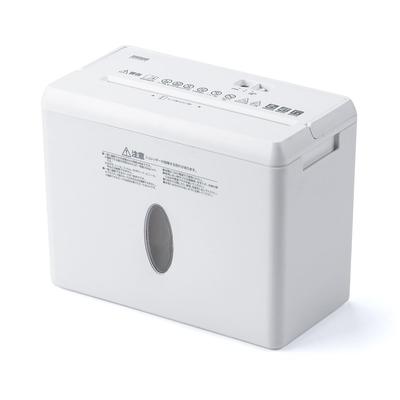 SANWA DIRECT Настольный 8-литровый шредер для непрерывного измельчения карт, электрический, с перекрестной резкой, шредер на 4 листа, емкость, 2 минуты работы, совместимый со степлерами, компактный, белый,