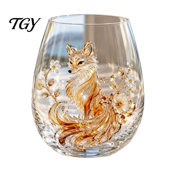 Unique Cocktail Tumblers 3D Animal Stemless Wine Glass, Ocean Inspired Details Elegant Clear Beach House Table Decor Glass Cup, Durable Decorative