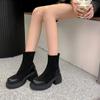 Autumn Socks Boots Women's Boots Fashion Round Toe Ankle Boots  Winter Black Comfortable Thick Sole