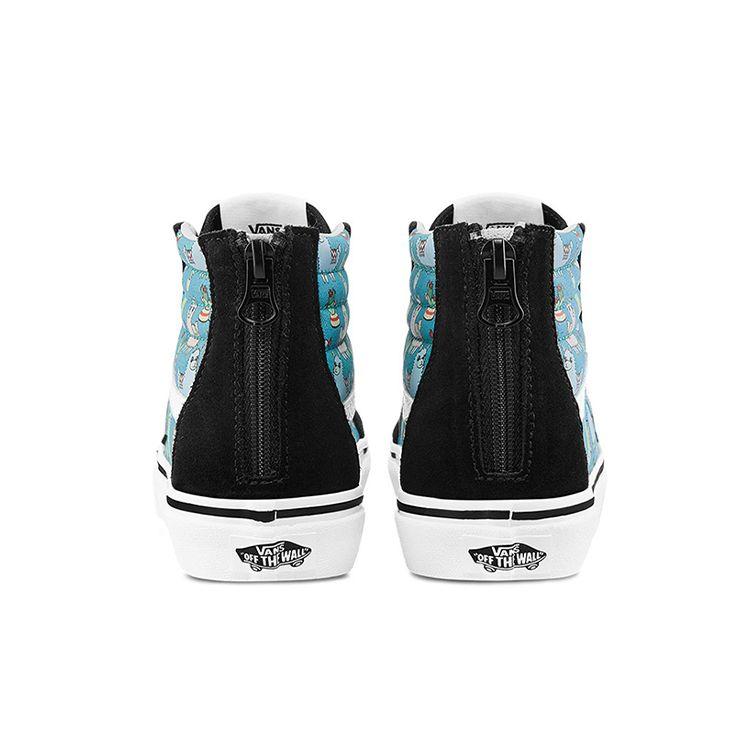 Vans Sk8 High Top Kids Skate Shoes Black Green Print Kids Sneakers VN0A4BUX3V7
