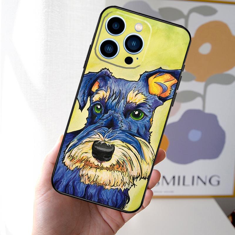 Миниатюрный шнауцер собака искусство Чехол Для iPhone 16 15 14 13 12 11 Pro Max Mini Чехол X XR XS 8 7 14 16 15 Plus Аксессуары