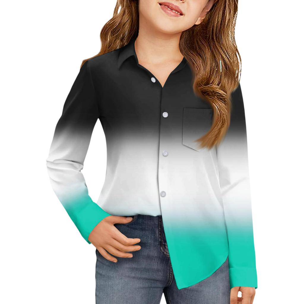 Girls' Button-Down Shirt - Long Sleeve Dress Blouse