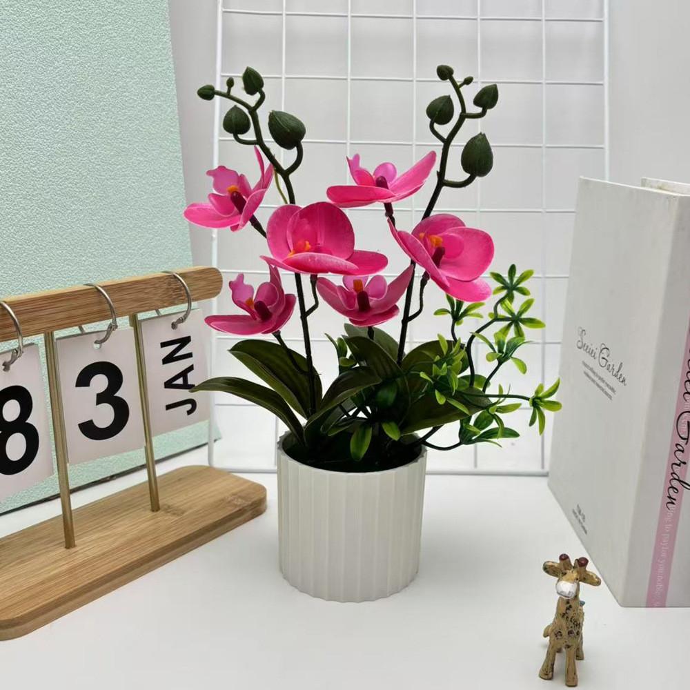 Fake Butterfly Orchid Flower With Pot For Indoor Home Decor And Greenery Enhancement