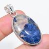 Natural Sodalite Gemstone 925 Sterling Silver Jewelry Pendant 1.89" J3H11