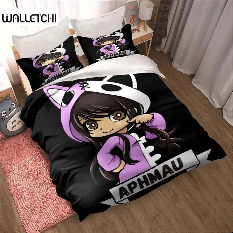 APHMAU Комплект постельного белья Комплект пододеяльника Односпальный Двуспальный King Size Кавайный Мультяшный Aphmau Спальня для взрослых Мальчиков Пододеяльник а также Наволочка