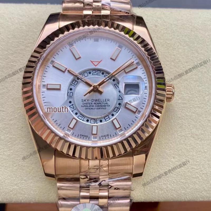 Мужские классические автоматические часы Laojia Tianxingzhe с двумя часовыми поясами и пятизвеньевым браслетом