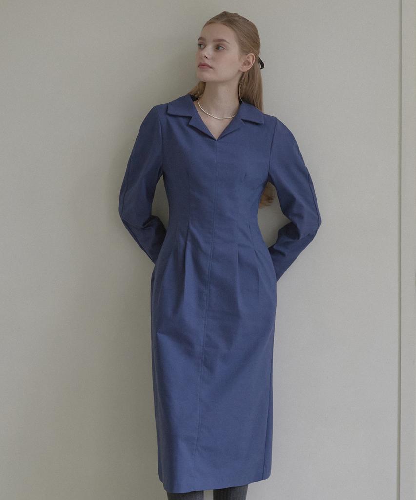 Nonlocal Janet Volume Sleeve Dress - Deep Blue
