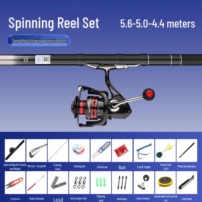 Super Hard 19-Tune Fishing Rod - Wheat & Corn Design, No-Cut Front-Casting, Lightweight Multi-Position Hand Rod Combo.