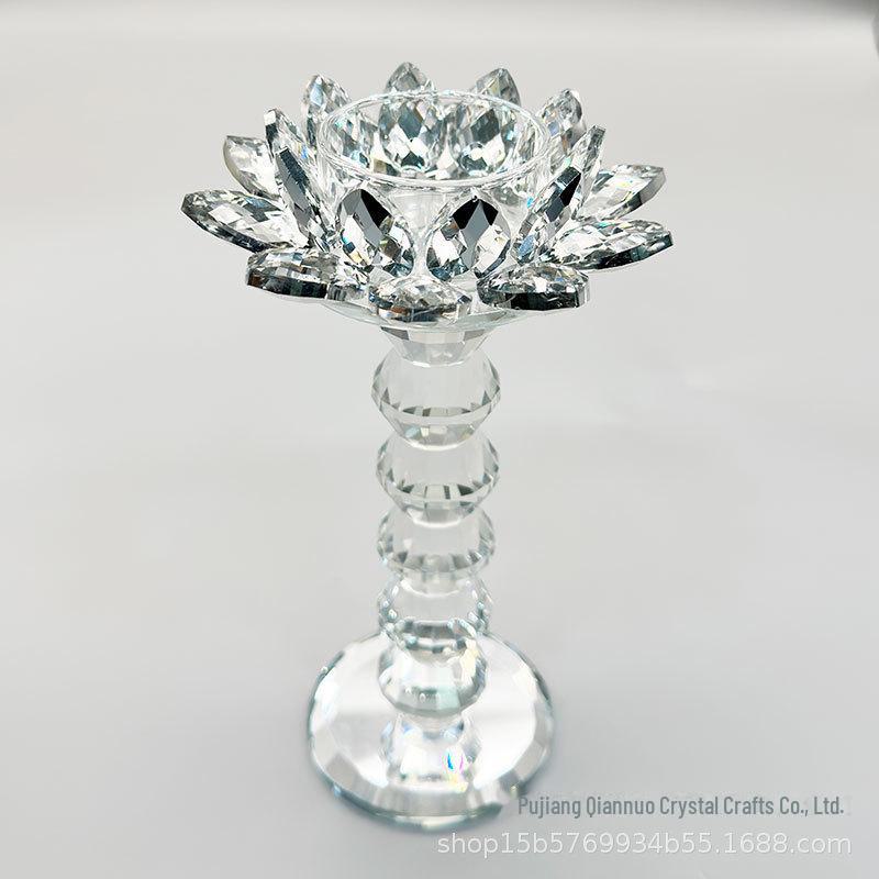 Lotus Crystal Butter Lamp: Silver-Plated European-Style Candlestick for Long-Burning Tribute