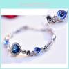Кристальный браслет «Сердце океана» для женщин с серебряным покрытием Модная бижутерия подарок