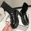 Модные туфли на плоской подошве на платформе, эластичные носки, дизайнерские женские туфли до щиколотки, модные зимние короткие ботинки для ходьбы 2024 года, женские готические ботинки челси