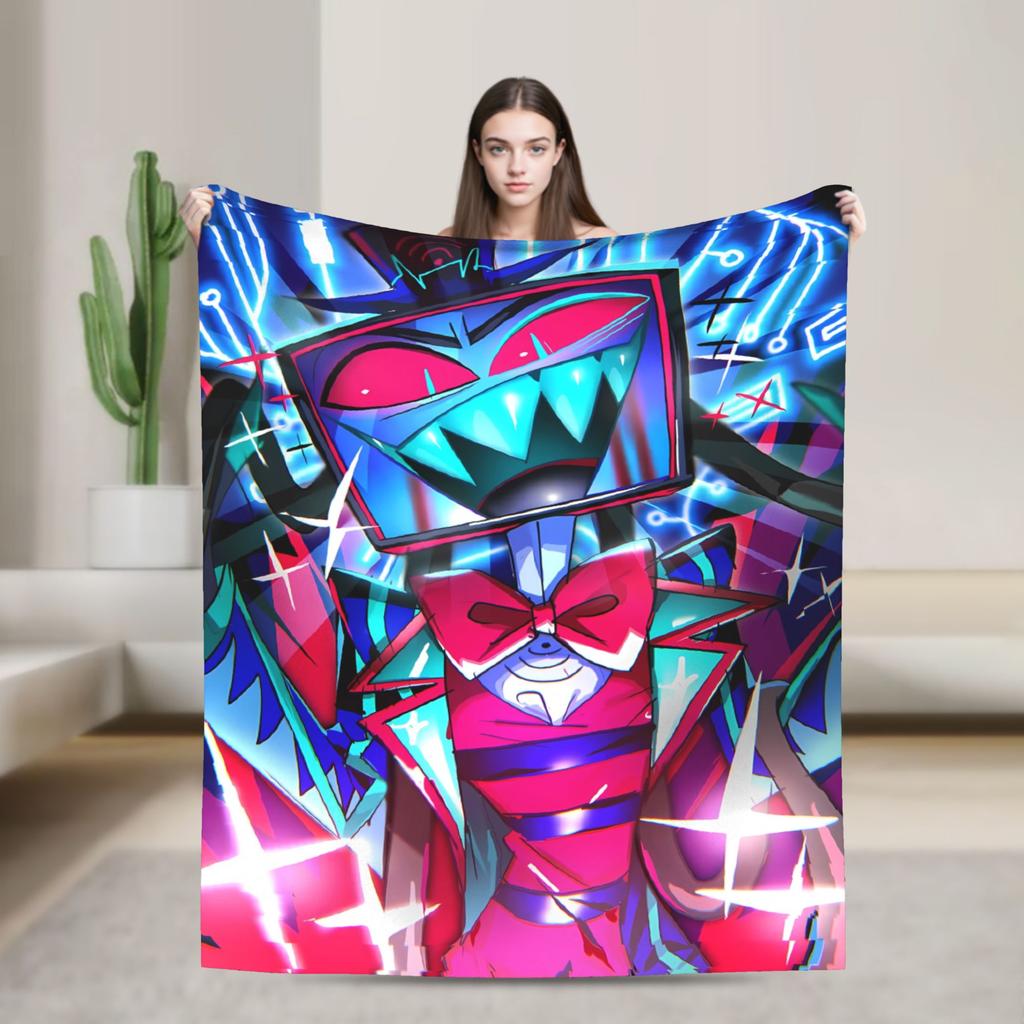 Vox Alastor Hazbin Hotels Blanket Super Soft Graphic Plush Throw Blanket For Girls Boys Living Room Flannel Bedspread Bed Cover
