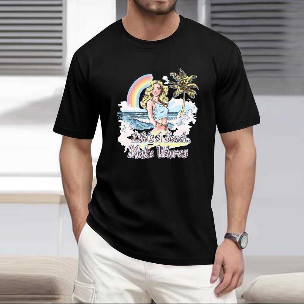 Мужская рубашка с воротником-стойкой и коротким рукавом, свободная рубашка для отдыха и отдыха, мужская