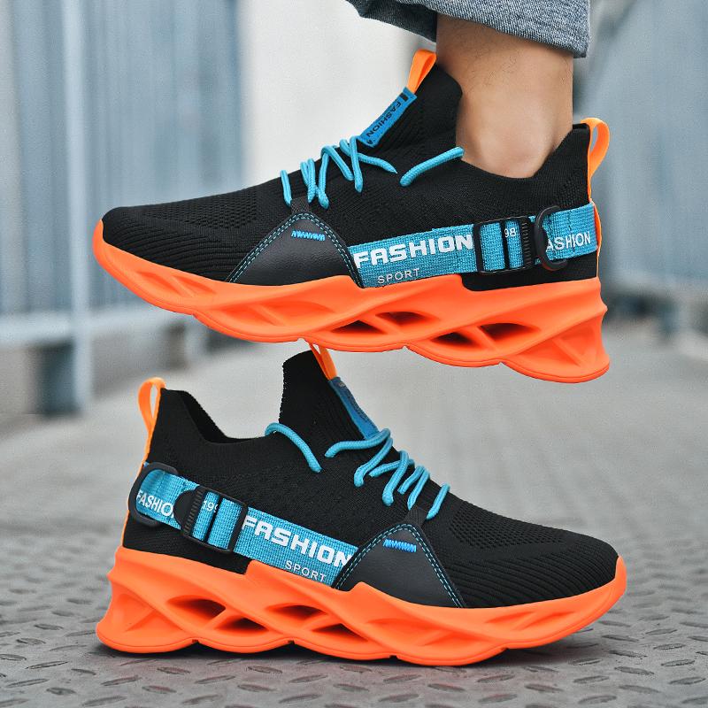 Men Fashion Knitted Running Sports Shoes Breathable Causal Sneakers Light Elastic Outdoor Shoes for Jogging Training