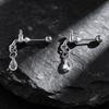Creative Funny Creative Faucet Water Drop Earrings Silver Color Chain Zircon Dangle Stud Earrings for Women Statement Jewelry