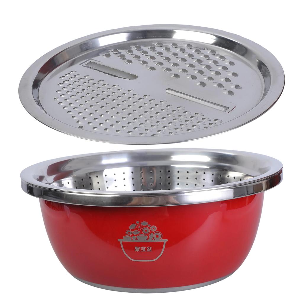 Многофункциональный таз из нержавеющей стали с утолщенной конструкцией, миска для слива продуктов с крышкой для эффективного использования на кухне