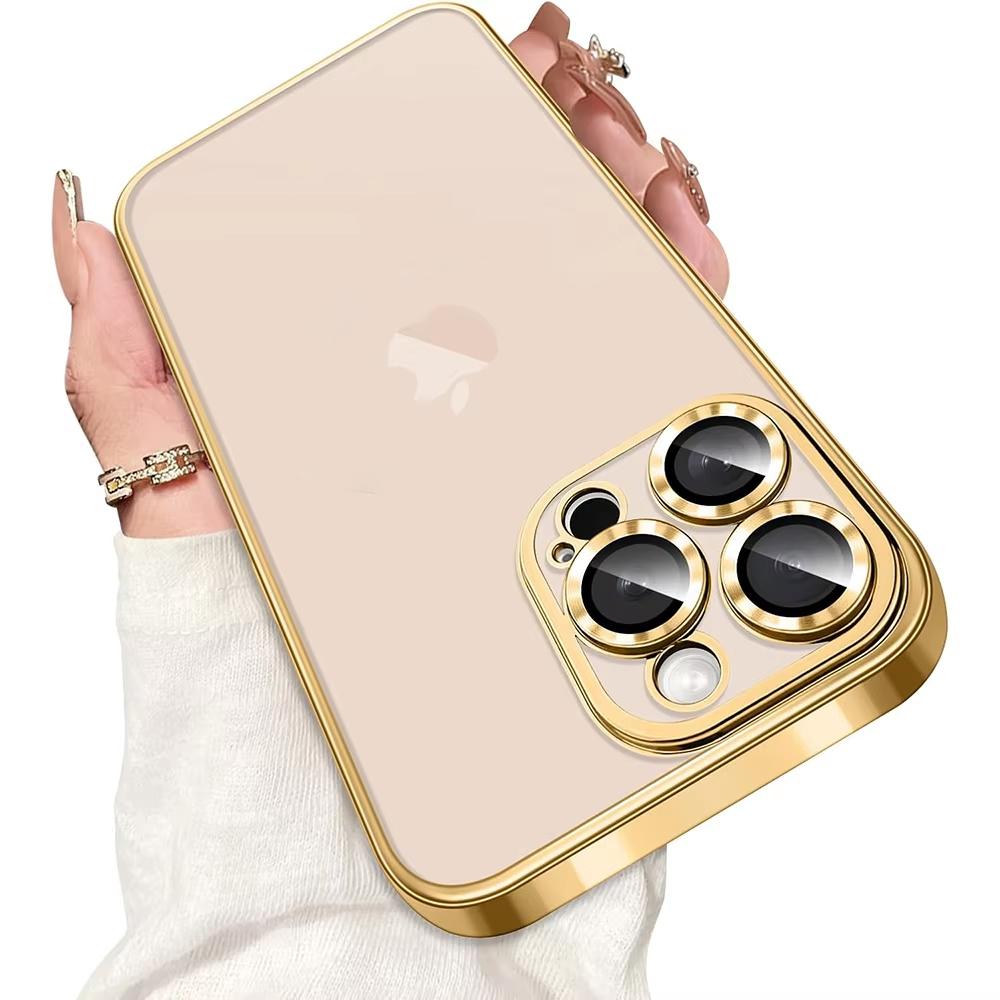 Роскошный прозрачный мягкий чехол с блестящим покрытием для iPhone 17 Air 16 15 14 13 Pro Max 16E Прозрачная силиконовая накладка Ультратонкий ТПУ чехол