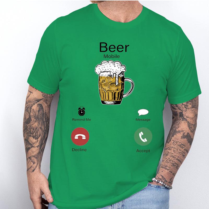Creative Beer Call Print Loose Fashion Casual Short Sleeve Tshirt Modal Comfortable Top For Unisex