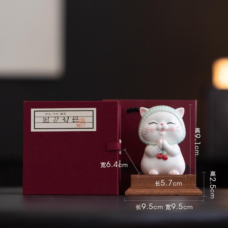 Новые милые украшения для кошек-желаний, ручная работа, керамические украшения для рабочего стола в виде мультяшного кота, украшения для прихожей, украшения для стола, украшения для дома