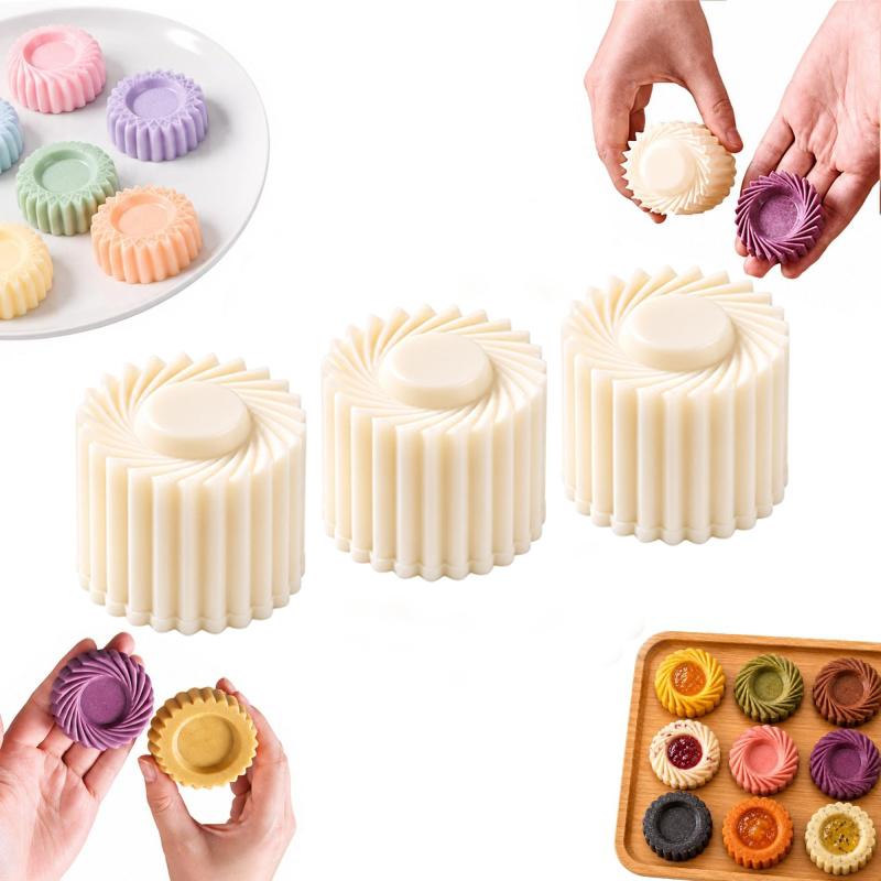 Creative Double Ended Pastry Mold 1-12PCS Sunflower Patterned Round Mooncake Mold Food Contact ABS Material Daily Baking Supply