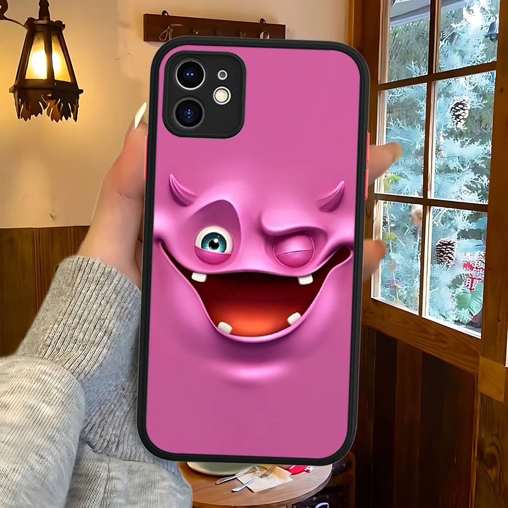 Funny Face Matte Translucent Phone Case For Iphone 16 ProMax 15 14 13 12 11 X XS PRO Plus