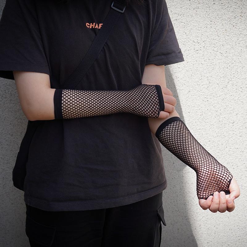 6 цветов, женские полые перчатки с полным пальцем, танцевальный костюм, кружевные сетчатые перчатки без пальцев, перчатки в стиле панк