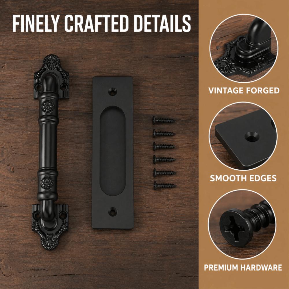 Black Barn Door Pull Handle Metal Alloy Cabinet Door Handle Vintage Double Sided Door Pull Gate