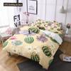 Cactus Duvet Cover Set King Queen Size Tropical Botanical Garden Print Green Plant For Girls Boys Teen Polyester Bedding Set