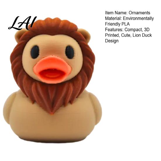 Cute Lion Duck Figurines Figurine 3D Printed Desktop Ornament Creative Unique Desk Decorations Animal Statue for Car Dashboard Shelf Decor Gift Toy